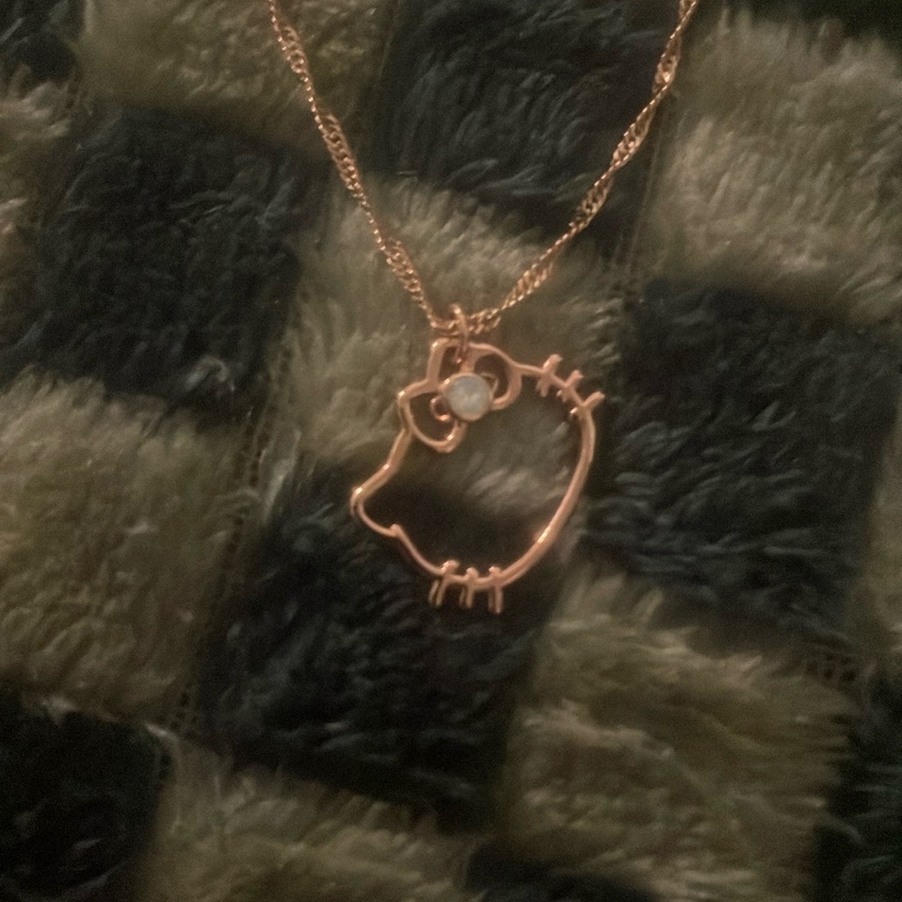 Pura Vida gold hello kitty necklace with Swarovski white opal